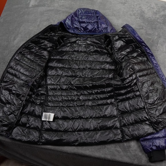 BCBGMAXAZRIA Packable Premium Down Jacket Womens Medium Blue Saphire Puffer - Picture 9 of 15